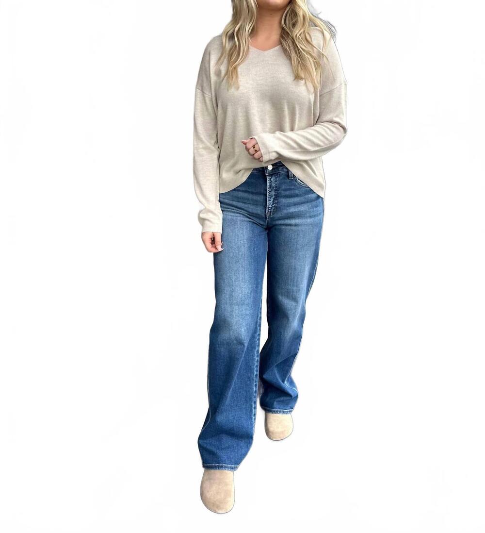 NEW RISEN racine tummy control high rise baggy jeans in dark wash